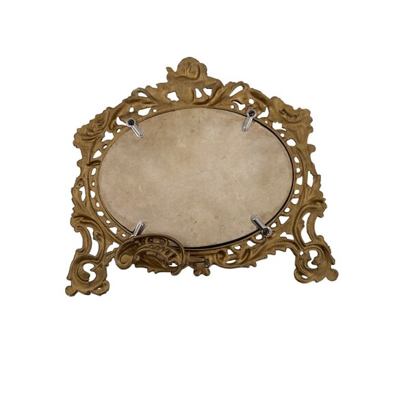 Vintage Ornate Gold Mirror JM With Cherub & Floral Design - Picture 4 of 5